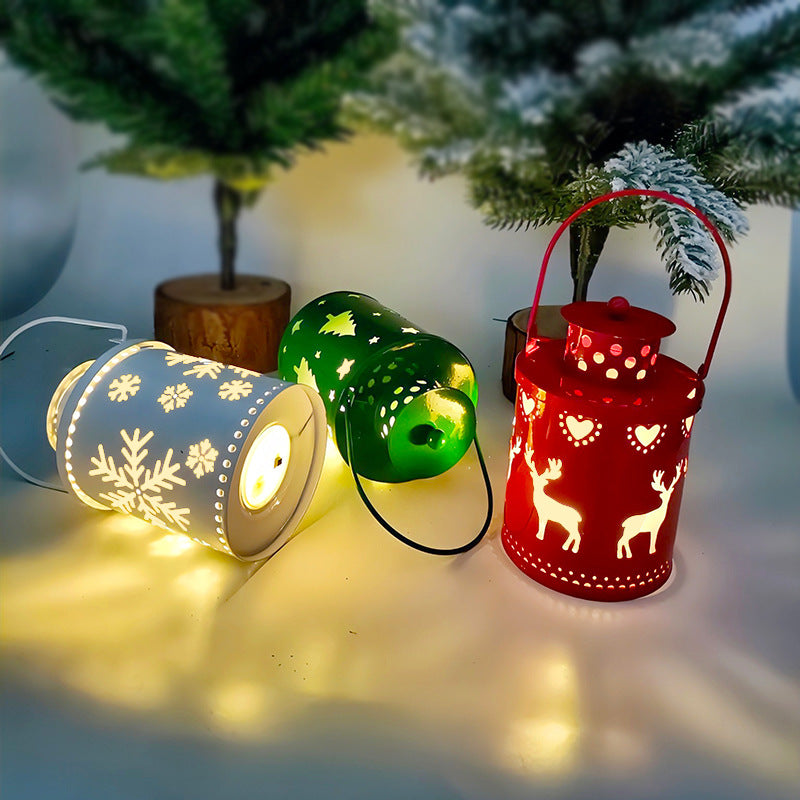Nordic Christmas lantern LED Candles set with festive red white green colors