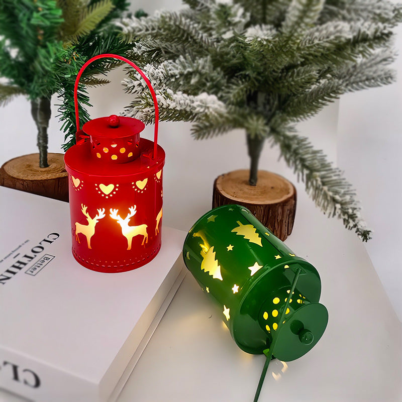 Nordic Christmas lantern LED Candles set with festive red white green colors