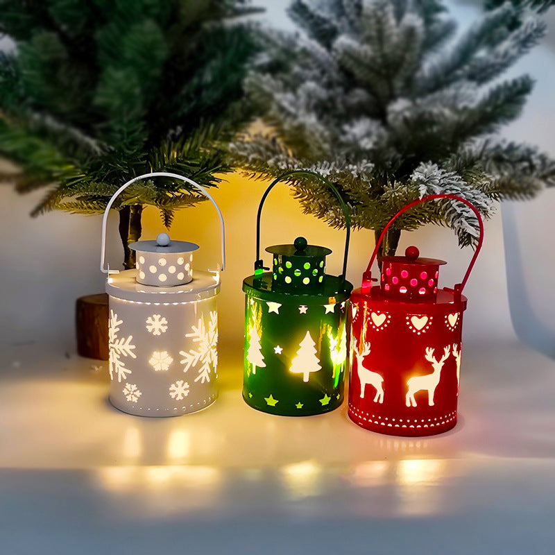 Nordic Christmas lantern LED Candles set with festive red white green colors