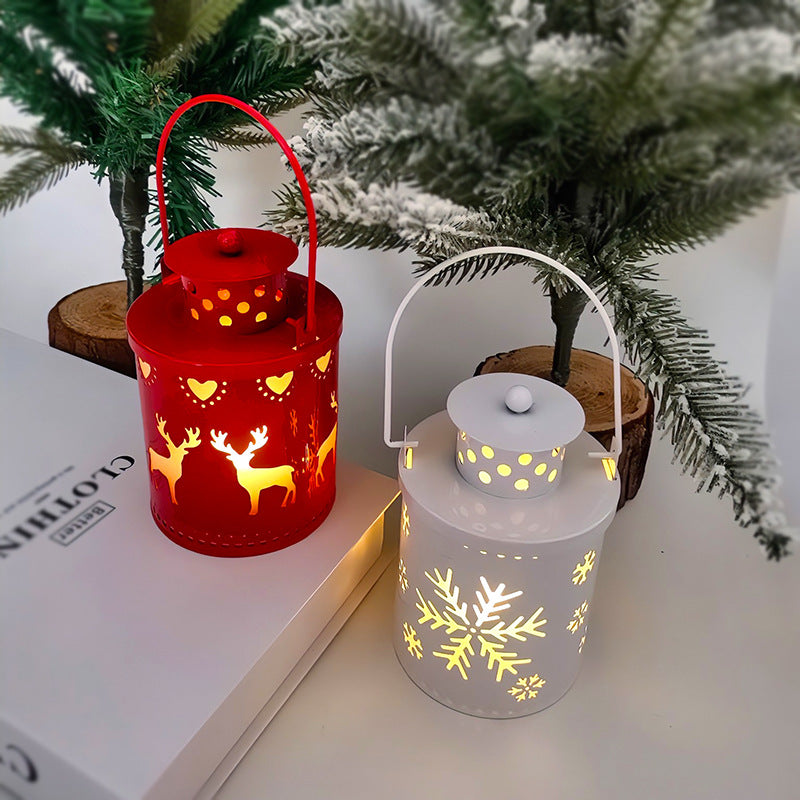 Nordic Christmas lantern LED Candles set with festive red white green colors